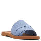 Woody light blue linen slide sandals