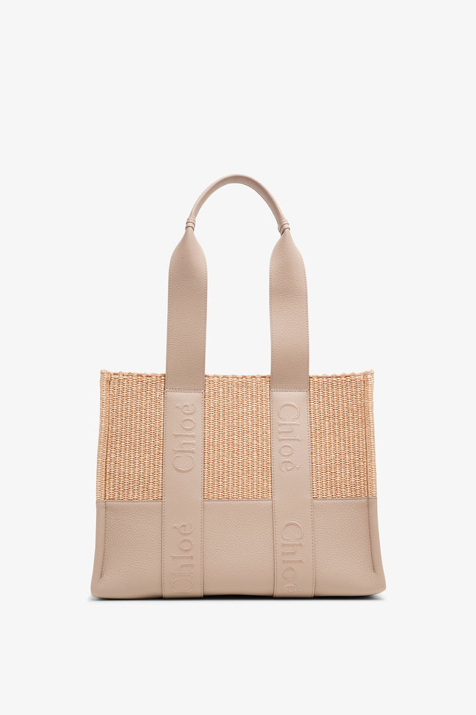 Chloé WOODY MEDIUM TOT Chloe Woody Medium Tote Bag in Linen | Neiman Marcus