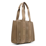 Woody medium brown leather bag