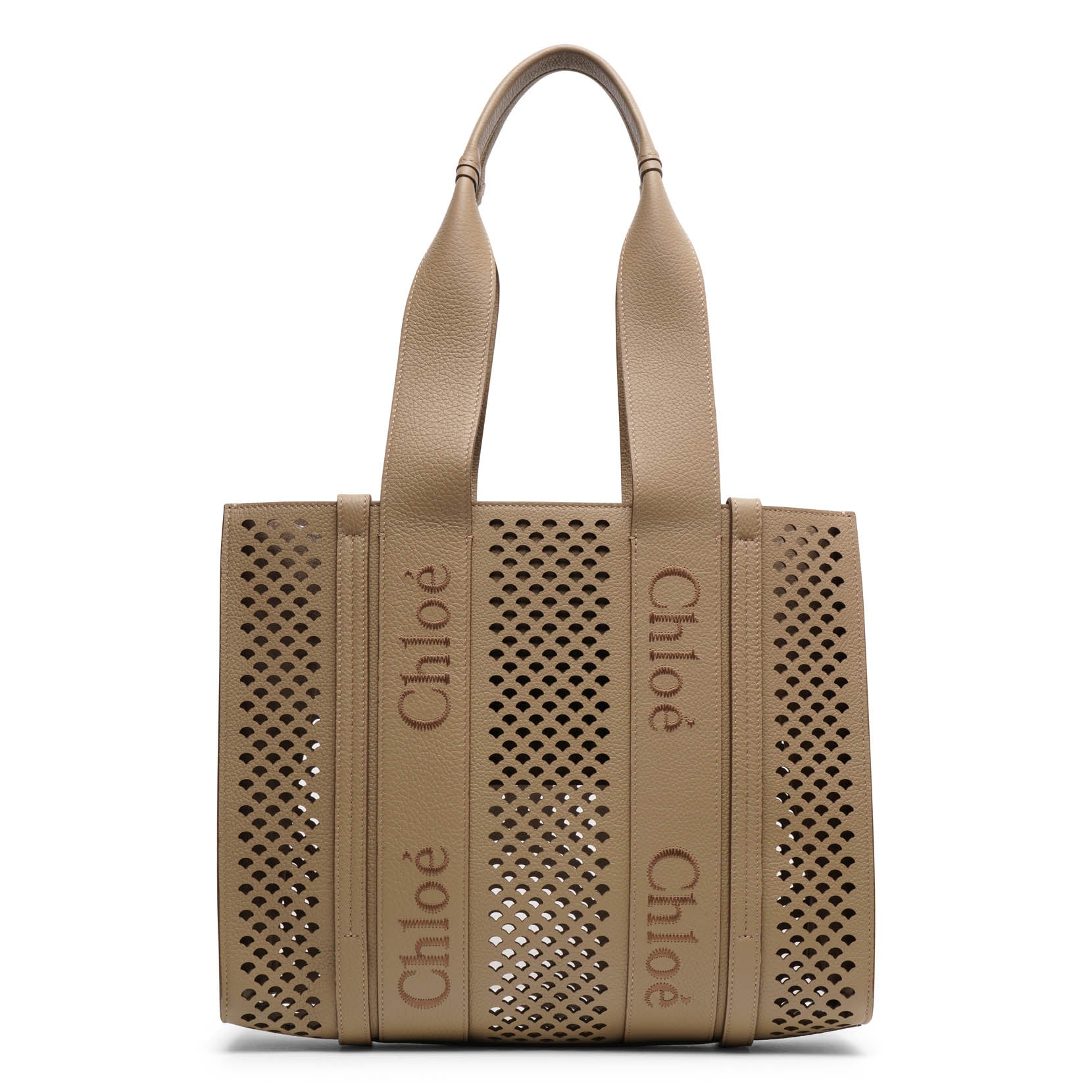 Shop Chloé Woody Medium Brown Leather Bag