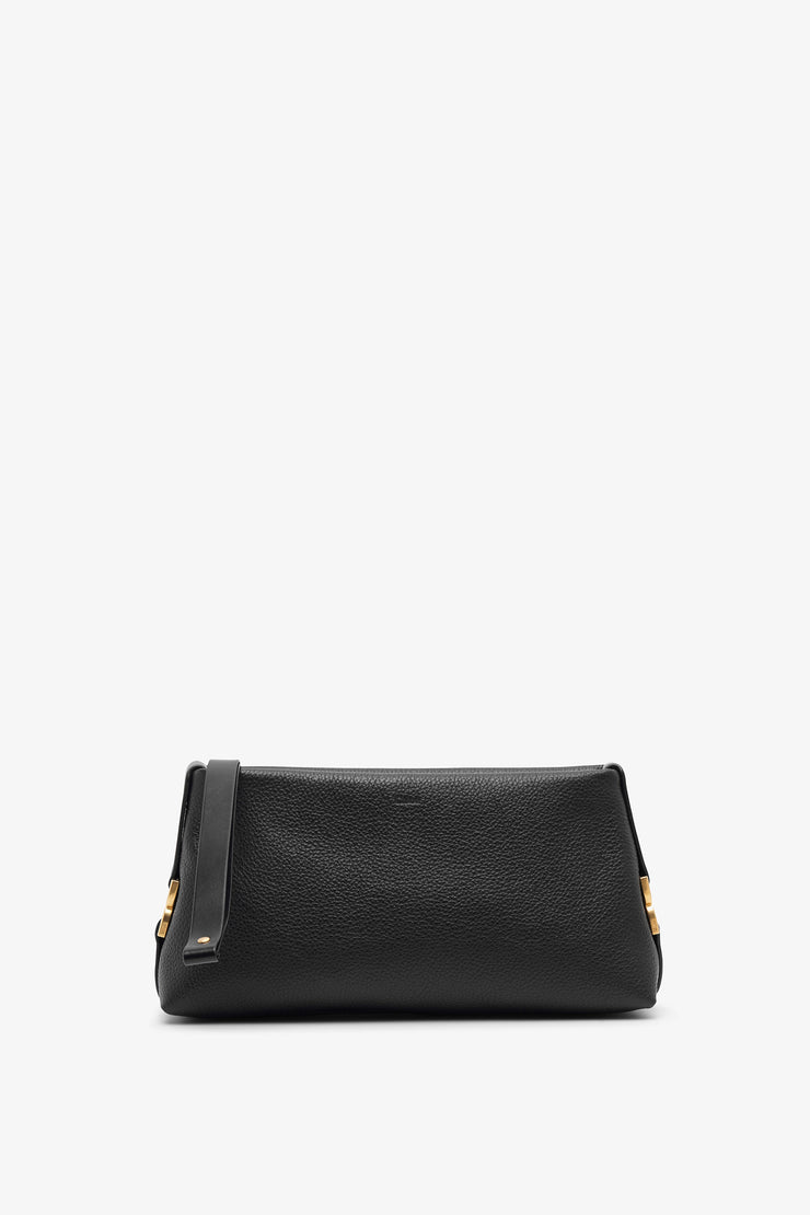 Marcie black leather clutch