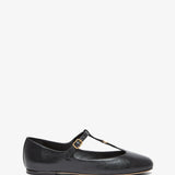 Marcie black leather ballerina strap