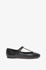 Marcie black leather ballerina strap