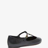 Marcie black leather ballerina strap