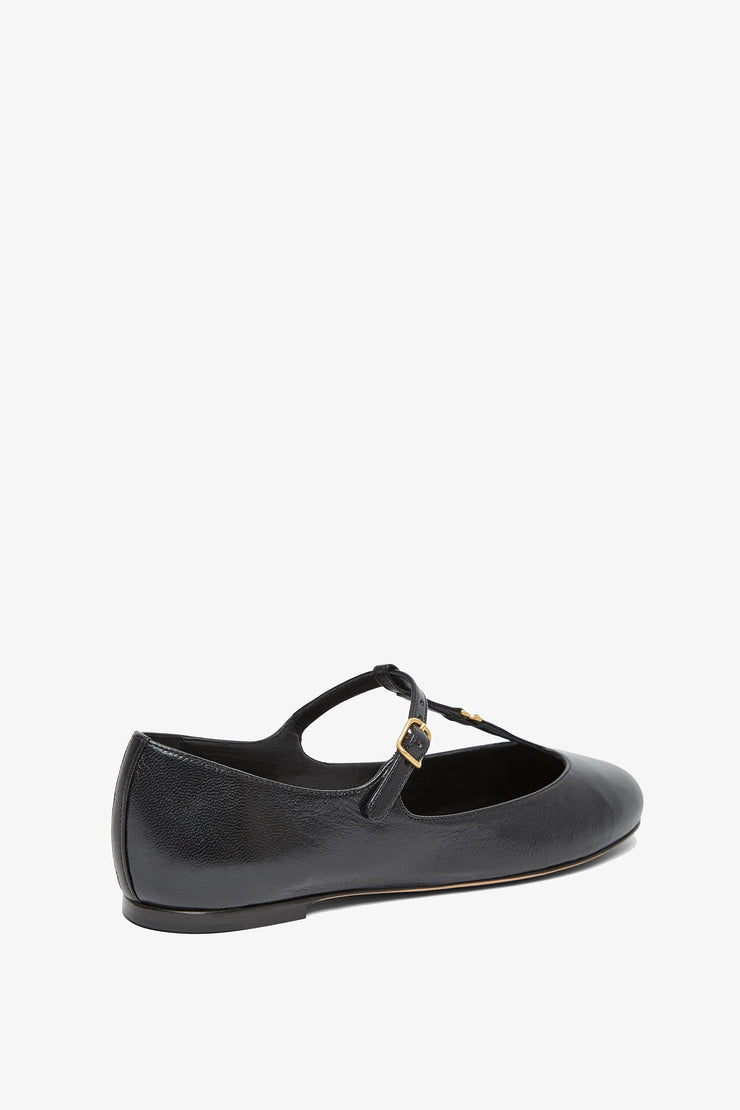 Marcie black leather ballerina strap