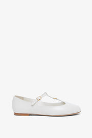 Marcie off white leather ballerina strap