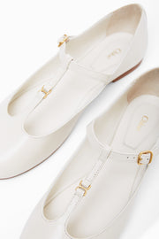 Marcie off white leather ballerina strap