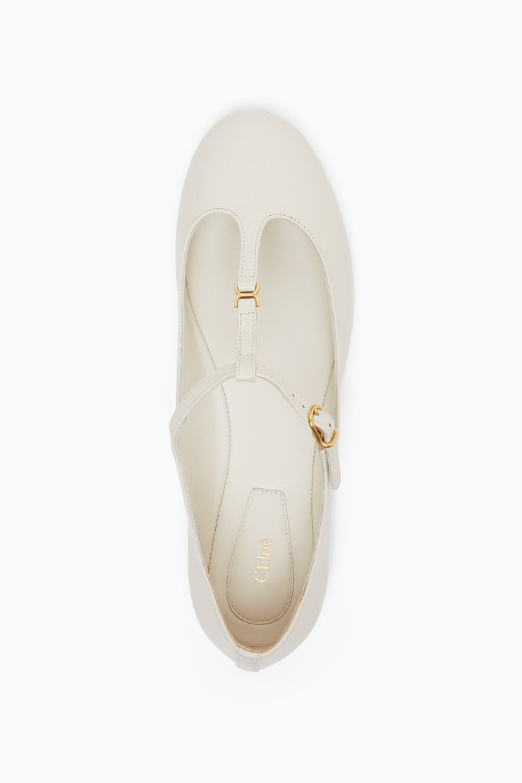 Marcie off white leather ballerina strap