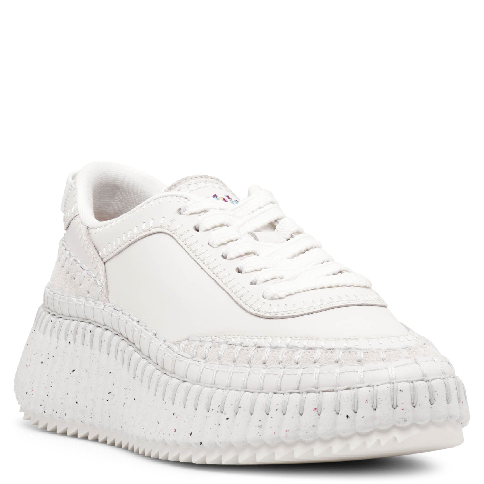 Shop Chloé Nama White Leather Sneakers