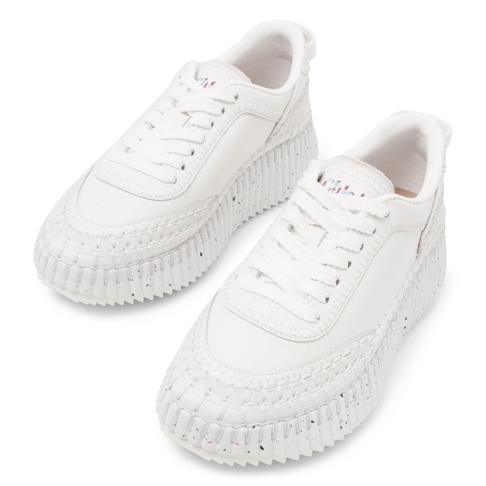 Shop Chloé Nama White Leather Sneakers