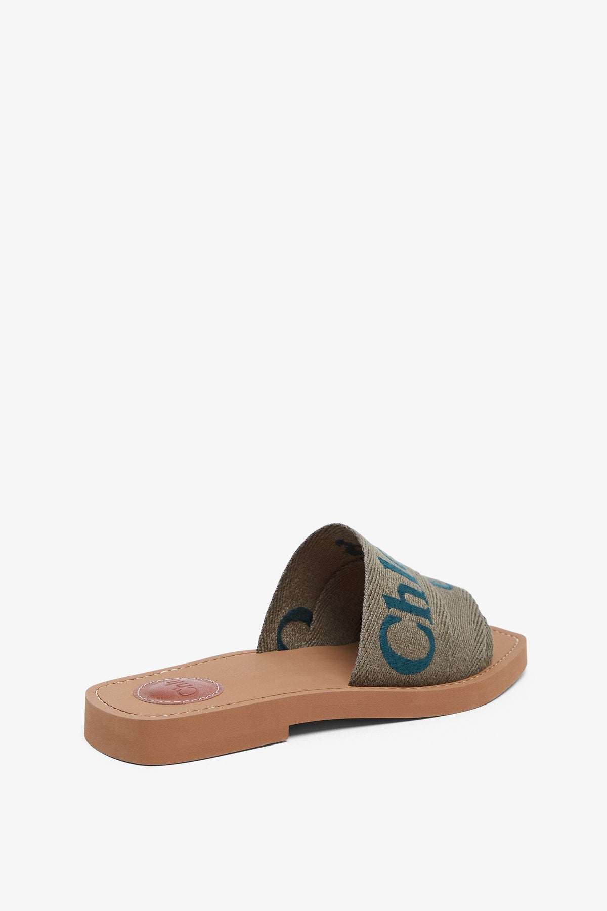 Shop Chloé Woody Khaki Slides