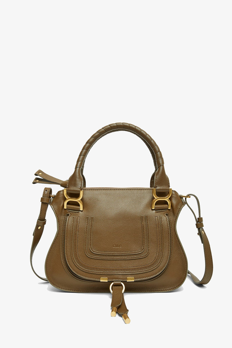 Marcie dark khaki leather tote bag