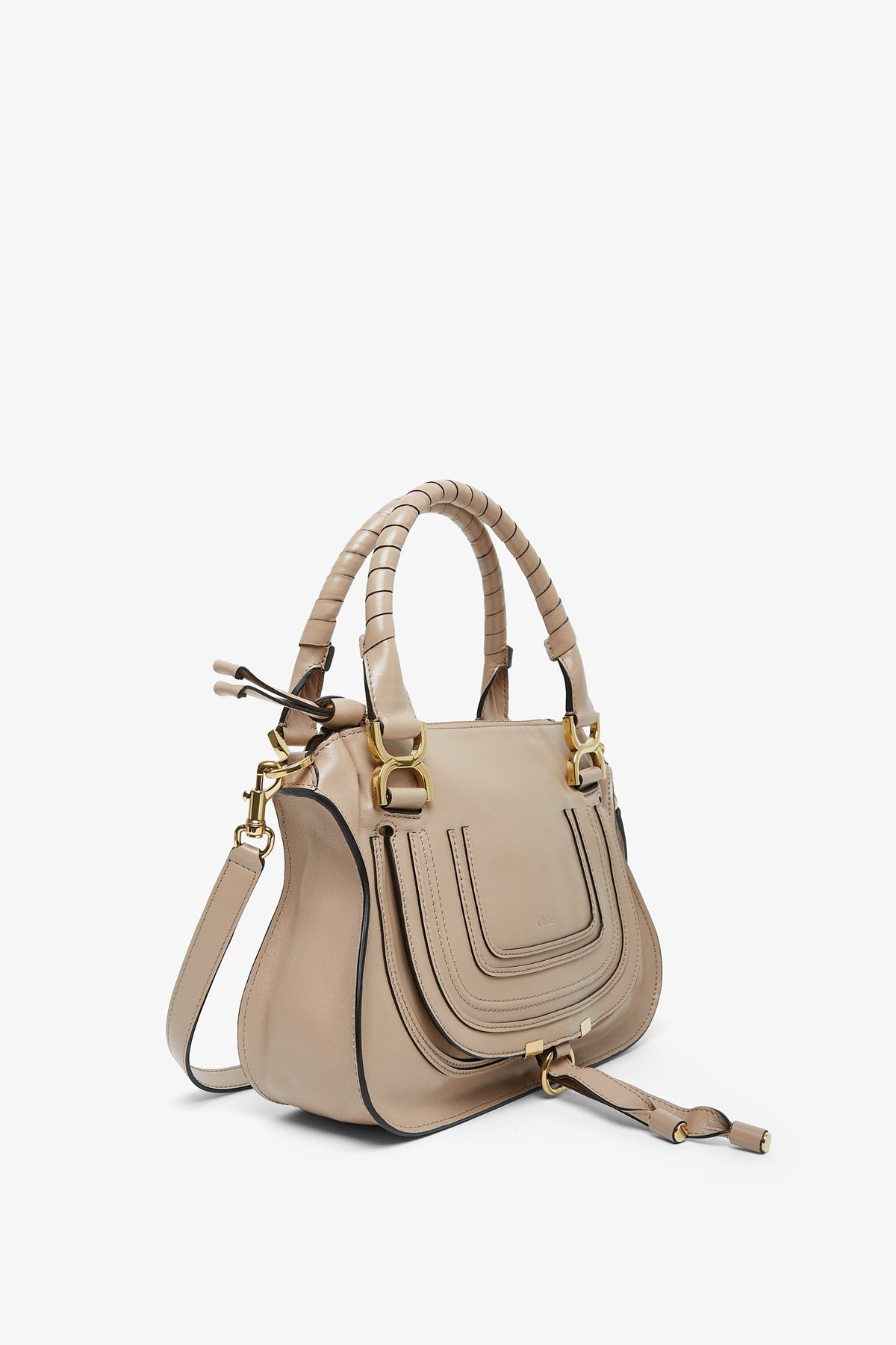 Shop Chloé Marcie Deep Beige Leather Tote Bag