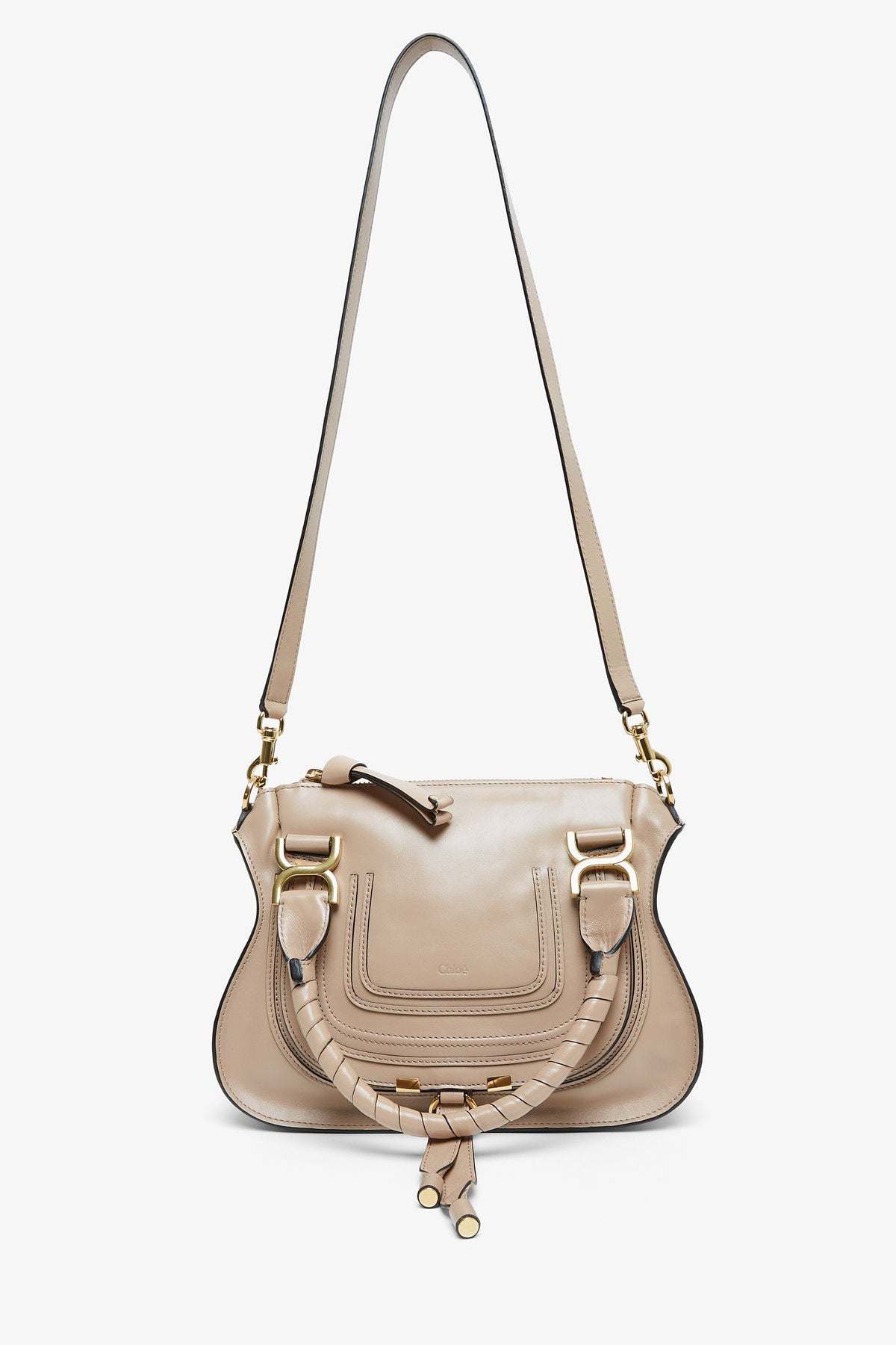 Shop Chloé Marcie Deep Beige Leather Tote Bag