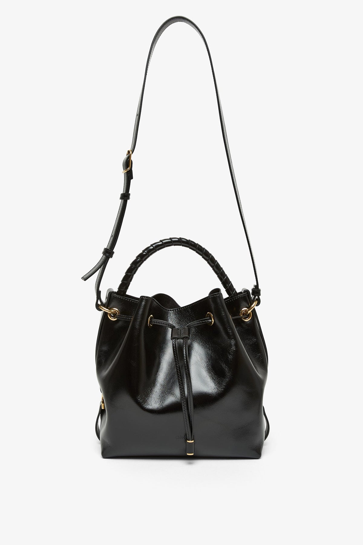 Shop Chloé Marcie Black Leather Bucket Bag