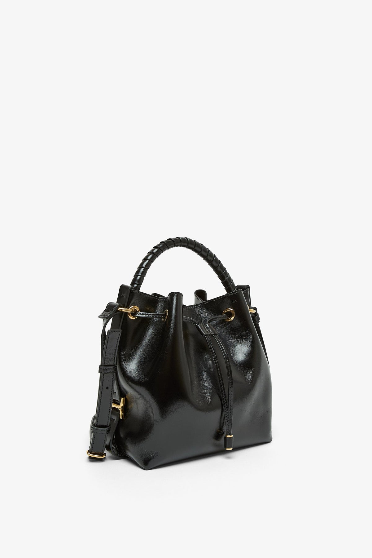 Shop Chloé Marcie Black Leather Bucket Bag