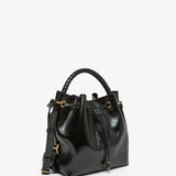 Marcie black leather bucket bag