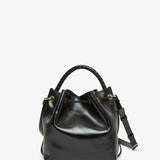 Marcie black leather bucket bag