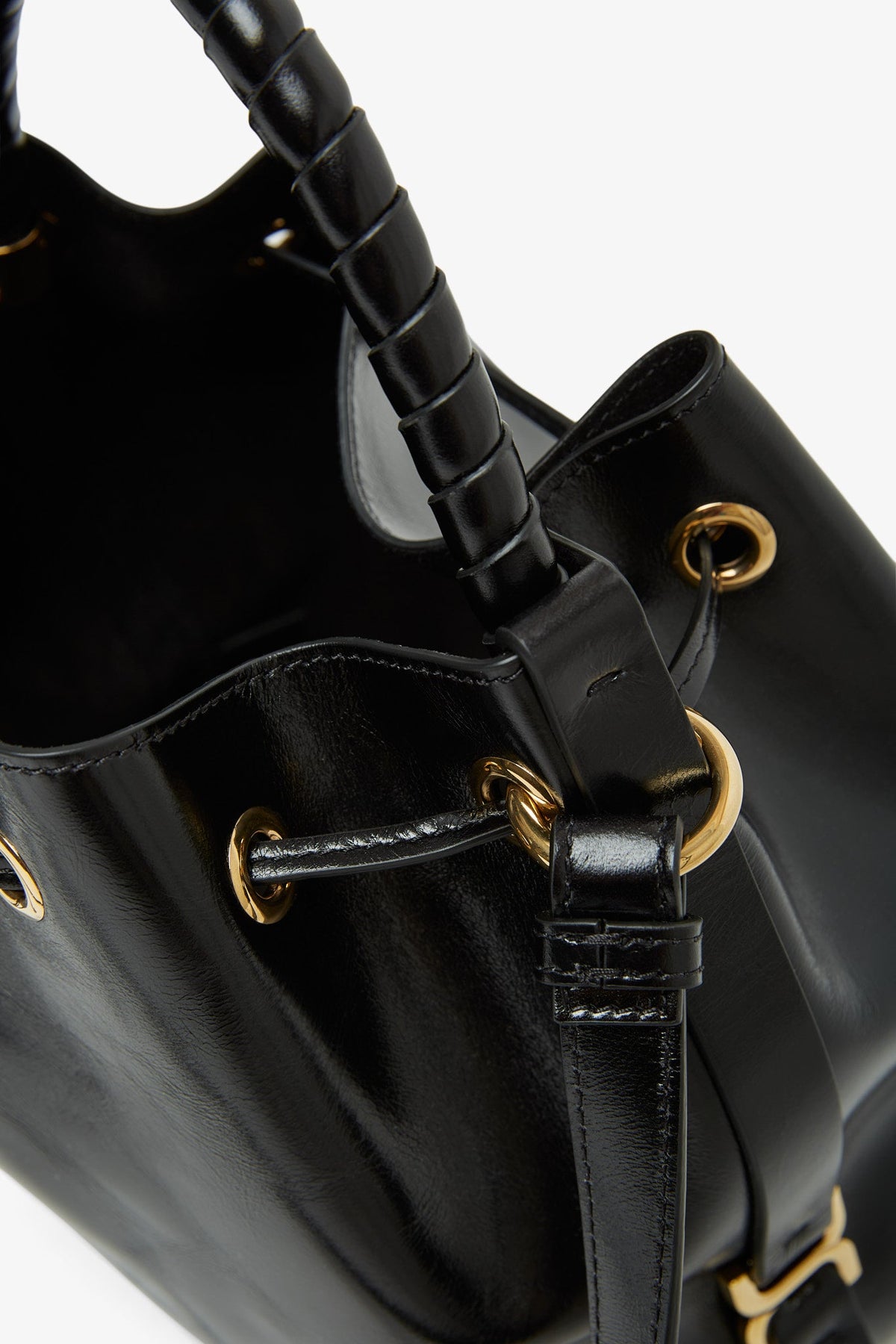 Shop Chloé Marcie Black Leather Bucket Bag