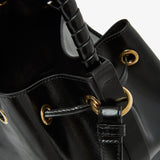 Marcie black leather bucket bag