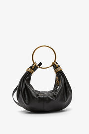 Small black bracelet hobo bag