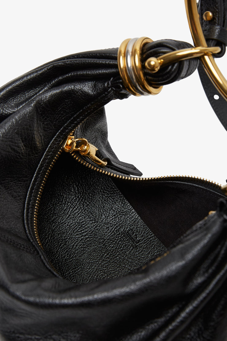 Small black bracelet hobo bag