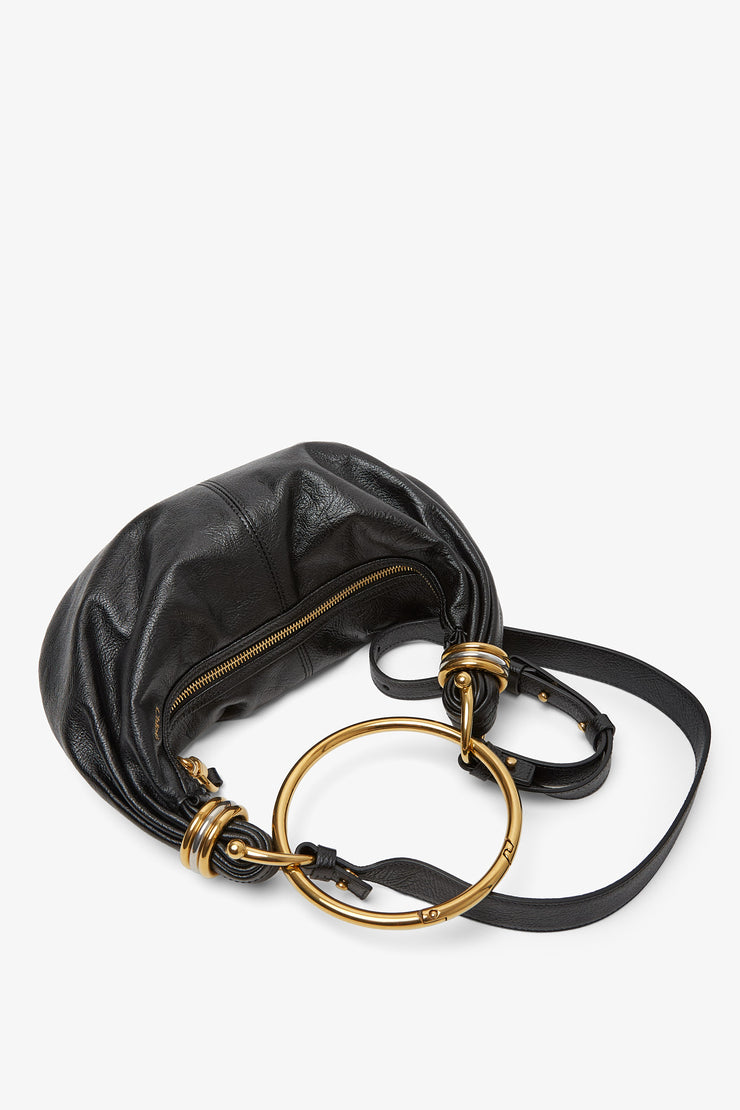 Small black bracelet hobo bag