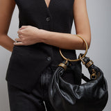 Small black bracelet hobo bag