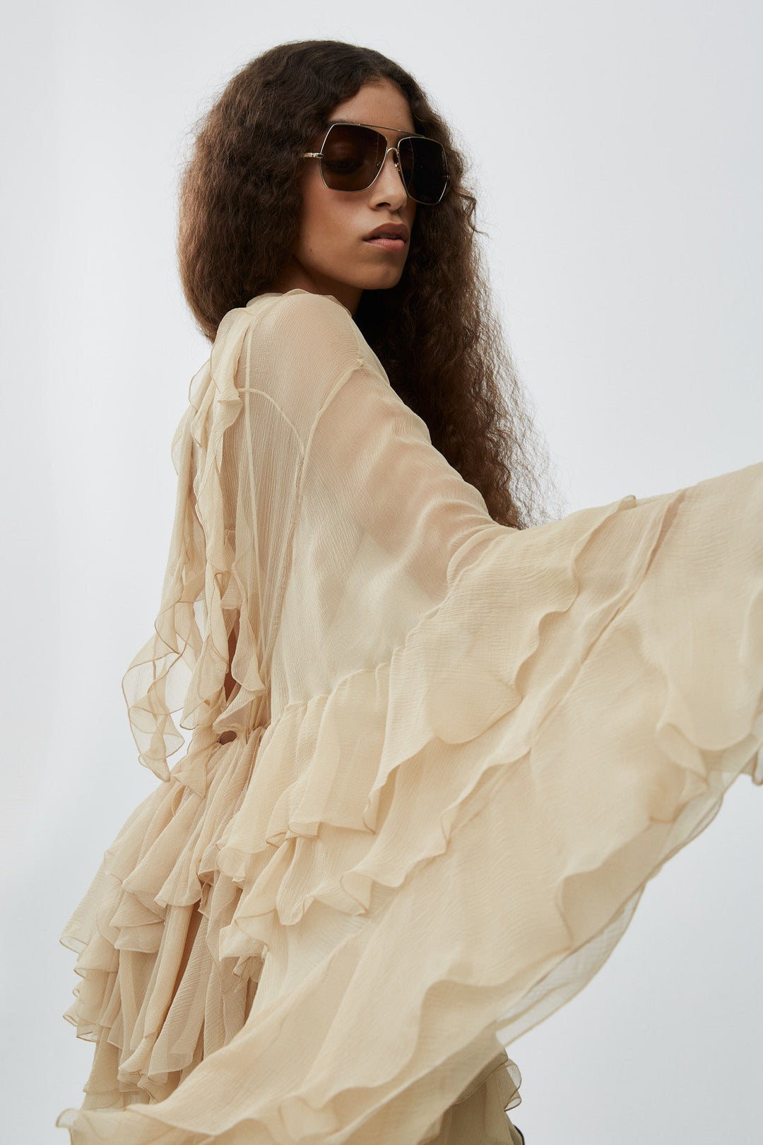 Chloé | Ruffled mini dress in silk mousseline | Savannahs