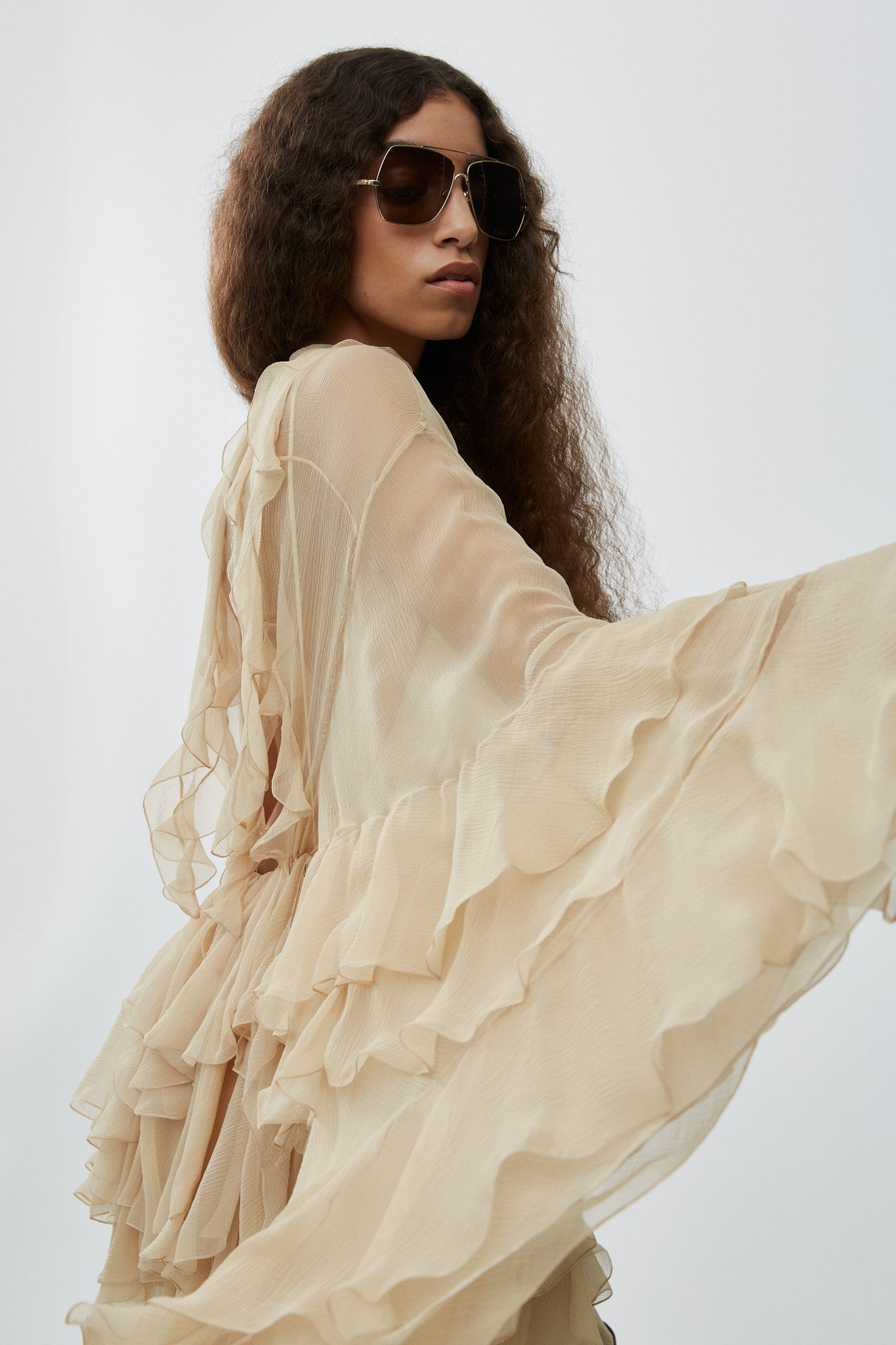 Chloé | Ruffled mini dress in silk mousseline