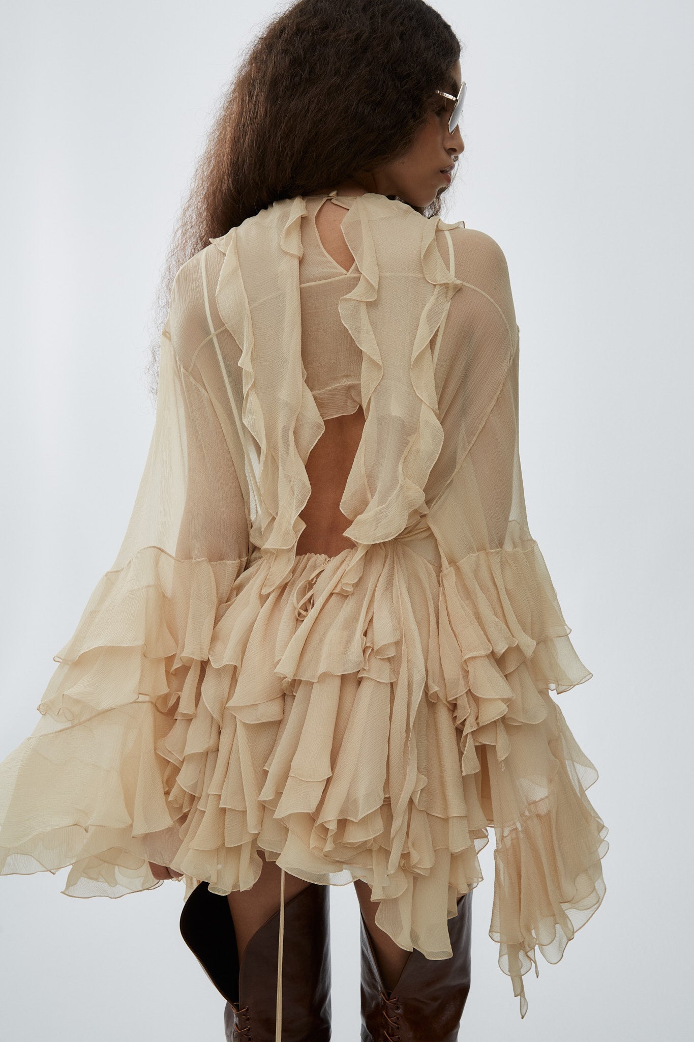 Chloé | Ruffled mini dress in silk mousseline