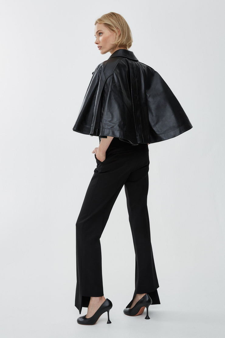 High-waisted pants in wool gabardine