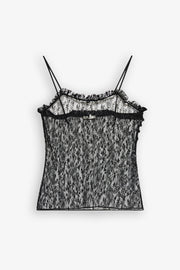 Ruffled camisole top in lingerie tulle