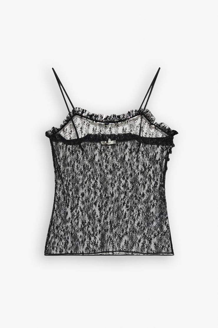 Ruffled camisole top in lingerie tulle