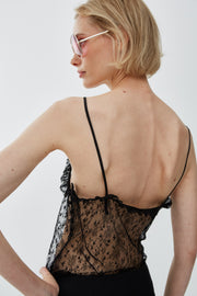 Ruffled camisole top in lingerie tulle