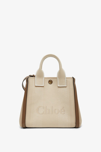 ショルダーバッグ・ポシェット Chloe Small Chloe Carry Tote Bag In Sand Colour Chloe Small Undone Straps Canvas Sand Woody Tote Bag