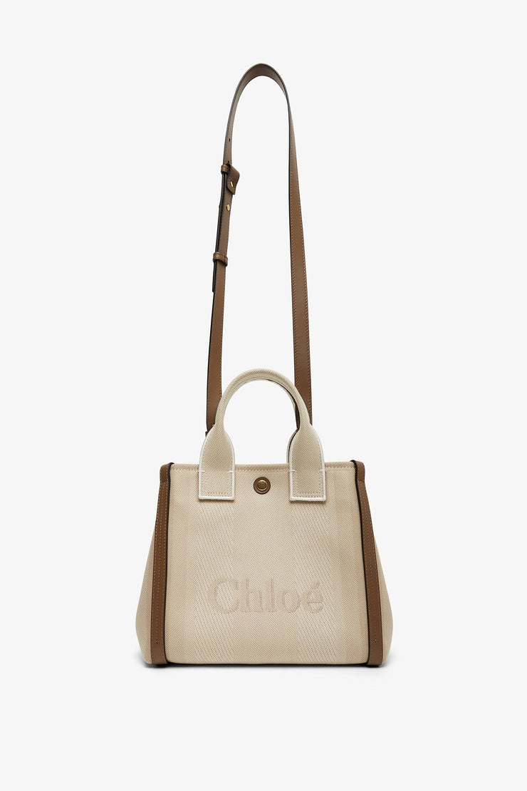 Carry small beige tote bag