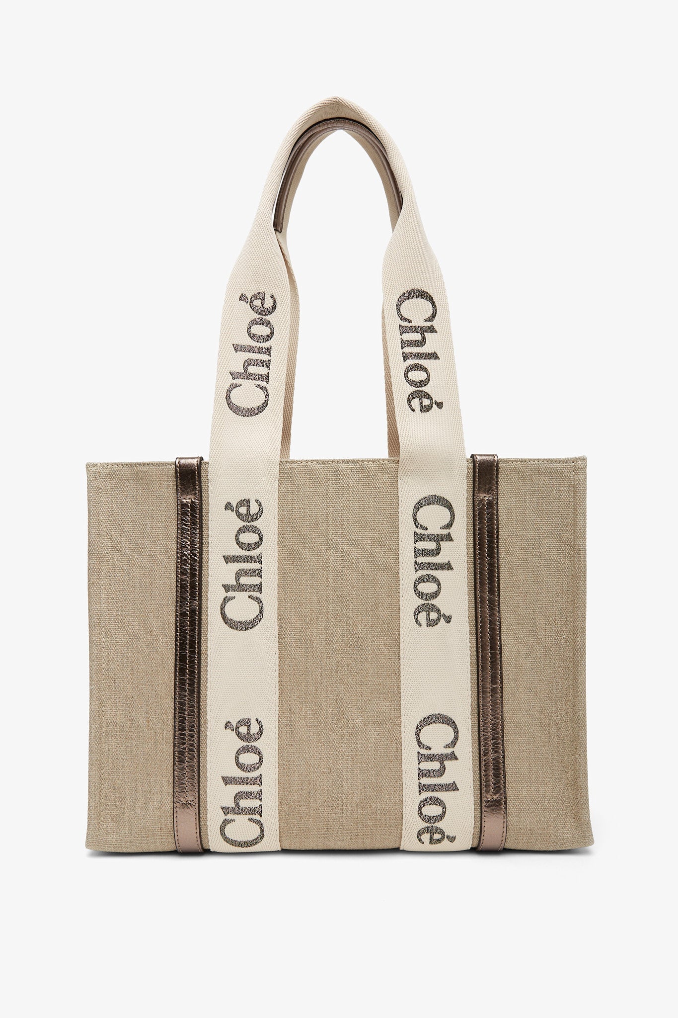Chloé | Woody medium shiny grey canvas bag | Savannahs