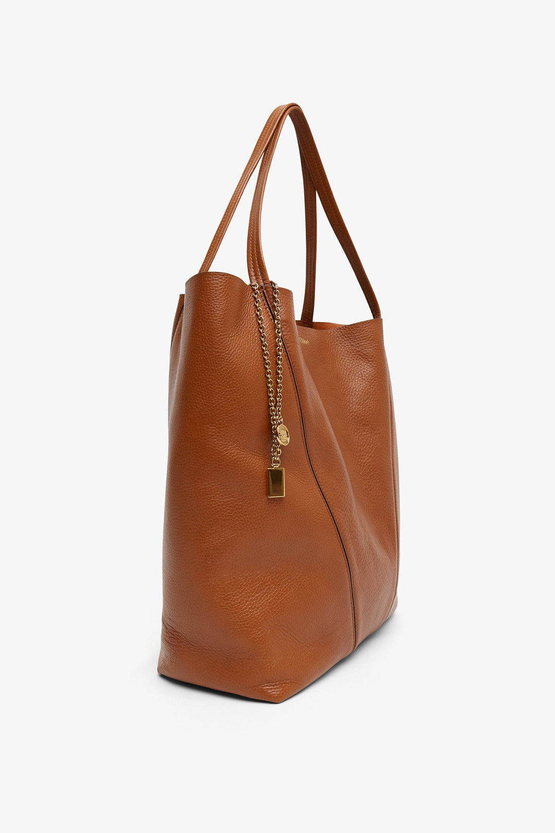 【Chloe】Large Spin tote bag brown Chloé Large Chloé Spin Tote Bag In Grained Leather in Milky