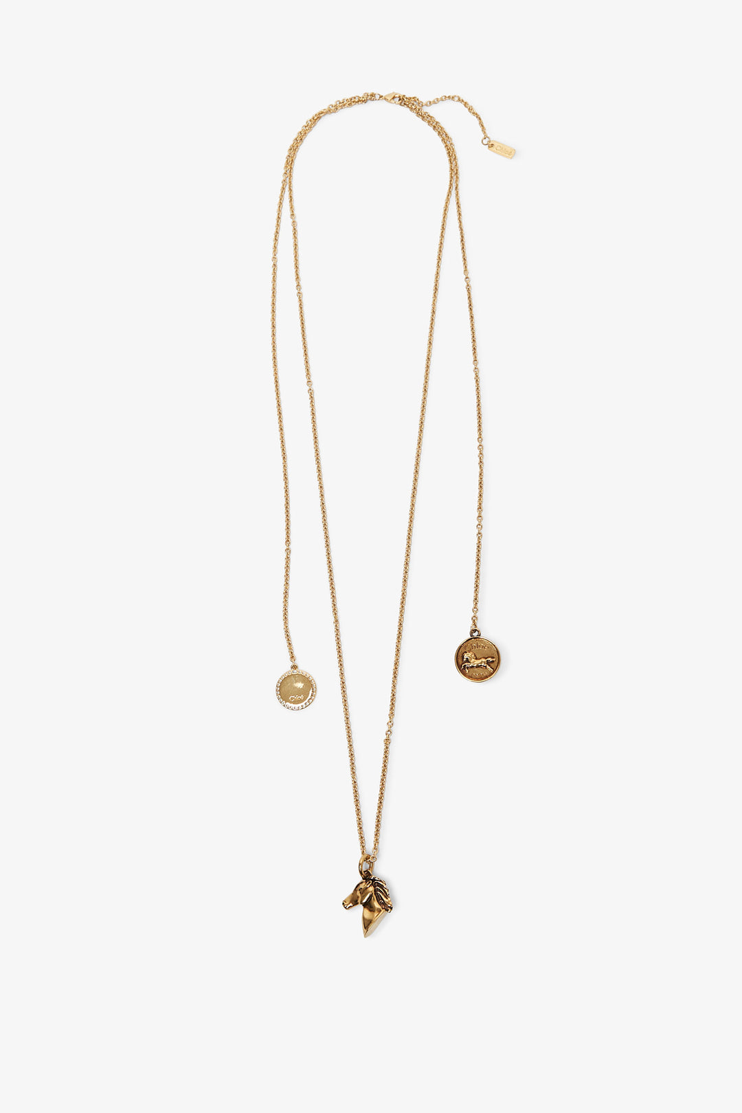 【関税&送料込】Chloe' Brass Necklace With Charms Chloé The Chloé Charms Necklace in Vintage gold | Chloé US