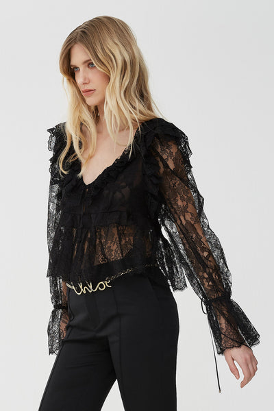 V-neck lace cropped top