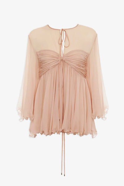 Gathered silk georgette top