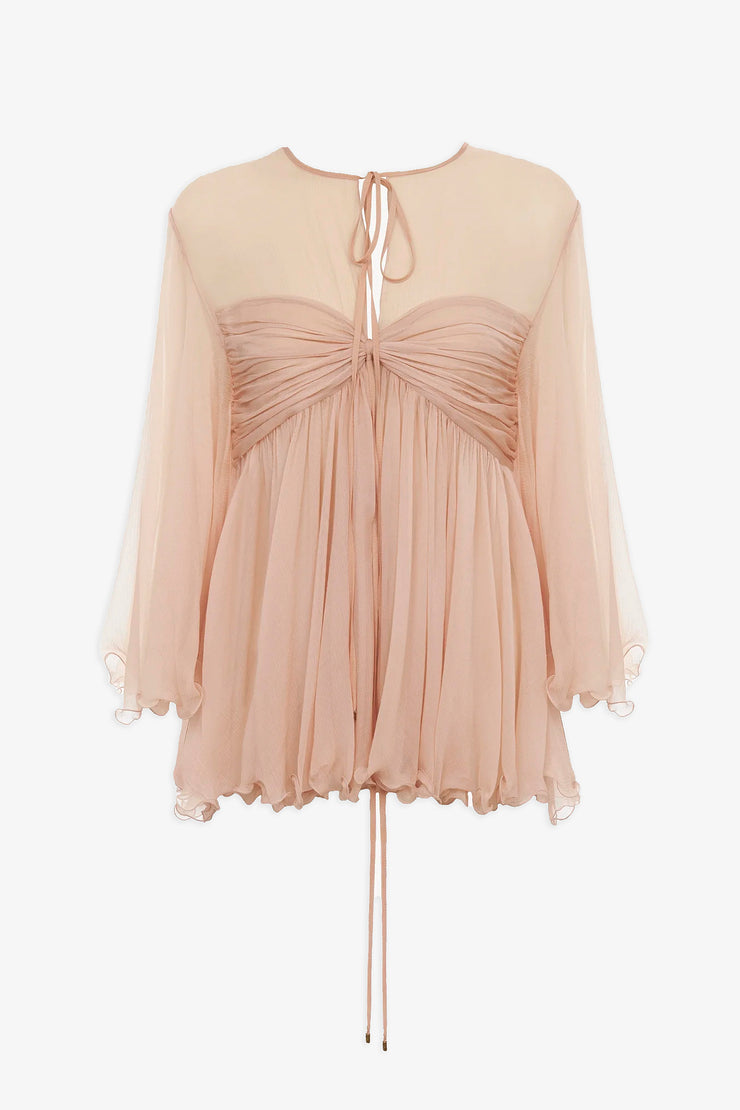 Gathered silk georgette top