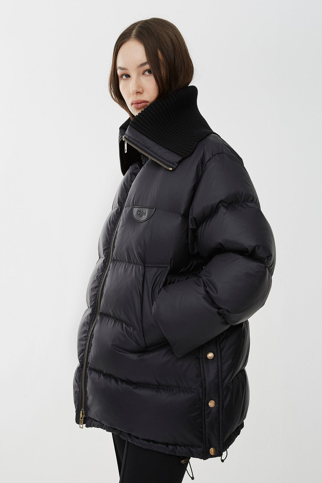 Chloé | High-neck shiny nylon puffer jacket | Savannahs