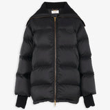 High-neck shiny nylon puffer jacket