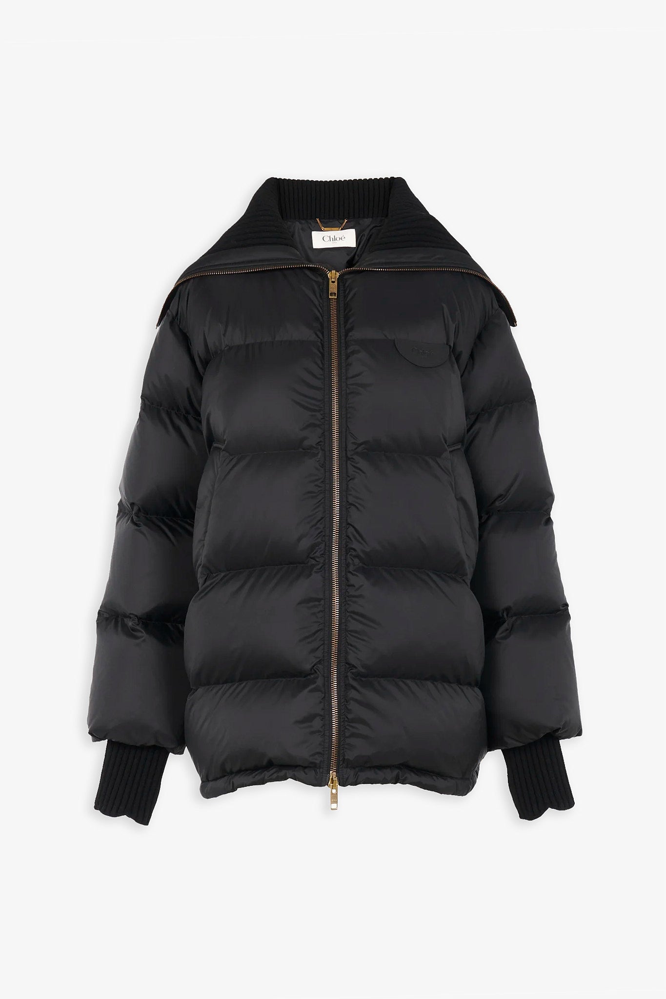 Chloé | High-neck shiny nylon puffer jacket | Savannahs