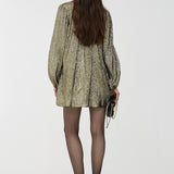 Silk crepon lame mini dress