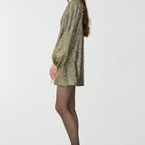 Silk crepon lame mini dress