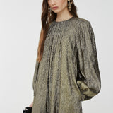 Silk crepon lame mini dress