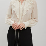 Ruffled silk georgette blouse